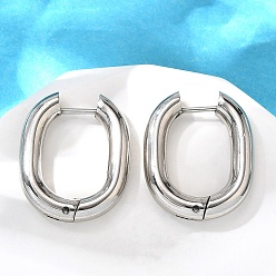 Нержавеющая Сталь Цвет Серьги из 201 нержавеющей стали, с 304 штифтов из нержавеющей стали, овальные, цвет нержавеющей стали, 23x18.5x4 мм
