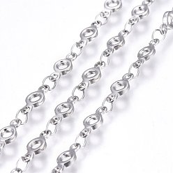 Stainless Steel Color Tarnish Resistant 304 Stainless Steel Link Chains, Soldered, Ring, Stainless Steel Color, 9x4x1mm