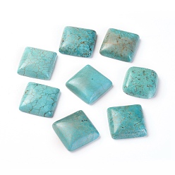 Turquoise Natural Howlite Cabochons, Dyed, Square, Turquoise, 18x18x6mm