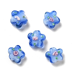 Королевский синий Бусины лэмпворк , цветок, королевский синий, 14.5~15x15~15.5x6.5~8 мм, отверстие : 1~1.2 мм