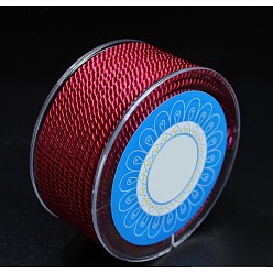 Темно-Красный Круглые шнуры нейлона, Миланские шнуры / витые шнуры, темно-красный, 1.5 мм, около 25.15 ярдов (23 м) / рулон
