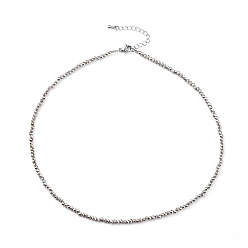 Белый Ограненные ожерелья из бисера, с 304 застежкой из лобстера из нержавеющей стали и латунной цепью-удлинителем, рондель, белые, 15.87 дюйм (40.3 см)