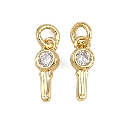 Настоящее золото 18K Кулон из циркония, Брелоки для ключей, стойки покрытие, без свинца и без кадмия, долговечный, с целью перехода в кольце, реальный 18 k позолоченный, 10x4.5x2 мм, отверстие : 1.6 мм