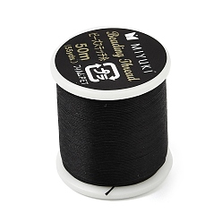 Black MIYUKI Nylon Beading Thread for Seed Beads, Flat, Black, 0.15x0.1mm, about 54.68 Yards(50m)/Roll