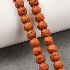 Chocolate Hilos de cuentas de roca de lava sintética teñidas, rondo, chocolate, 6 mm, agujero: 1.2 mm, sobre 63 unidades / cadena, 14.76'' (37.5 cm)