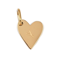 Letter Y 304 прелести нержавеющей стали, с прыжковых колец, сердце с подвесками в виде букв, золотые, Письмо Y, 10x8.5x1.5 мм, отверстие : 4x2.5 мм