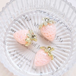 Персиковый Слойка Акриловые подвески, клубника, розовые, 32x23 мм