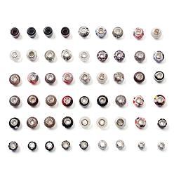 Mixed Color Acrylic & Resin & Polymer Clay Rhinestone European Beads, Large Hole Beads, with Silver Color Core, Rondelle, Mixed Color, Beads: 13.5~14x8~10mm, Hole: 5mm, 54pcs/bag