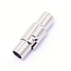 Platinum Brass Magnetic Clasps, Column, Platinum, 15x4~5.5mm, Hole: 3mm
