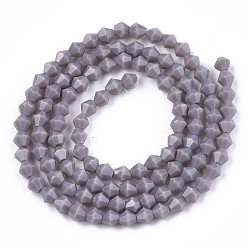 Slate Gray Opaque Solid Color Glass Beads Strands, Imitation Jade, Faceted, Bicone, Slate Gray, 4.5x4mm, Hole: 1mm, about 92~96pcs/strand, 13.78~14.37 inch