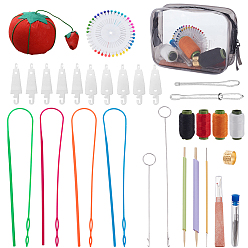 (52) Непрозрачная лаванда Поделок швейные наборы, в комплект входит пластиковый нитевдеватель, нитевдеватель из нержавеющей стали, стальные швейные петли, крючки для токарных станков, нитковдеватель, иголка и булавка, стальные распарыватели швов, хлопковые игольчатые подушечки, полиэфирные нити, разноцветные, 170x60x120 мм