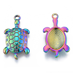 Rainbow Color Ионное покрытие (ip) 304 подвески из нержавеющей стали, черепаха, Радуга цветов, 25x14x3 мм, отверстие : 1.8 мм