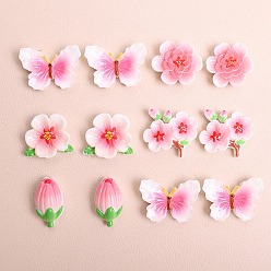 Pink Непрозрачные кабошоны из смолы, цветок, розовые, 20.5~26.5x13~26.5x8.5~10 мм