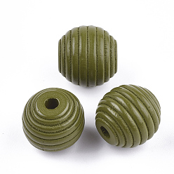 Цвет Оливы Крашеные натуральные деревянные улья, круглые, оливковый, 18x17 мм, отверстие : 3.5~4 мм