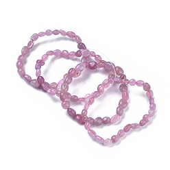 Rose Quartz Natural Rose Quartz Bead Stretch Bracelets, Tumbled Stone, Nuggets, Inner Diameter: 2~2-1/4 inch(5.2~5.6cm)