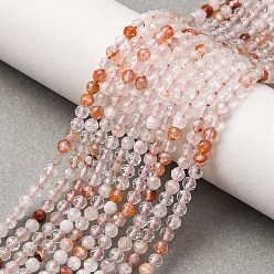 Красный Кварц Нити бусин из натурального железистого кварца, круглые, граненые, 3~3.5 мм, отверстие : 0.6 мм, около 125~164 шт / нитка, 15.35~15.55'' (39~39.5 см)