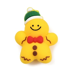 Gingerbread Man Рождественские силиконовые бусины, фокусные бусы, желтые, Колобок, 30.5x23x14 мм, отверстие : 2.7 мм