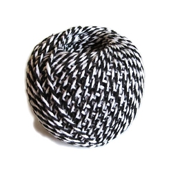 Black Two Tone Cotton String Threads, Macrame Cord, Decorative String Threads, for DIY Crafts, Gift Wrapping and Jewelry Making, Black, 2mm