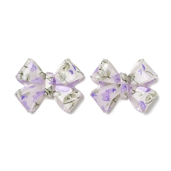 Фиолетовый Прозрачные акриловые кабошоны с принтом, бабочка, фиолетовые, 32x40x9 мм