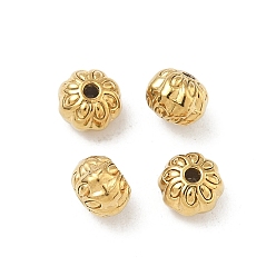 Настоящее золото 18K 304 из нержавеющей стали бусы, цветок, ионное покрытие (ip), реальный 18 k позолоченный, 6x4.8 мм, отверстие : 1 мм