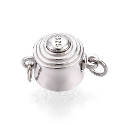 Платина 925 застежка из стерлингового серебра, столбец с s925 штампом, с целью перехода в кольце, платина, 13.5~14x9~10x9 мм, отверстие : 1.8 мм, прыжковое кольцо: 4x0.6, 2.5 мм внутренним диаметром