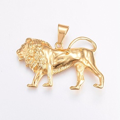 Golden 304 Edelstahl Anhänger, Löwe, golden, 34x55x6 mm, Bohrung: 11x8 mm