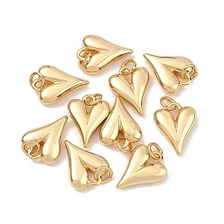 Настоящее золото 18K Латунные подвески, сердце прелести, без кадмия, без никеля и без свинца, реальный 18 k позолоченный, 15x11.5x4 мм, отверстие : 3 мм