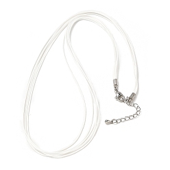 Белый 1мм вощеный шнур 5-образное ожерелье, с латунными выводами и 304 застежками из лобстера из нержавеющей стали, платины и нержавеющая сталь цвет, белые, 18.90 дюйм (48 см)