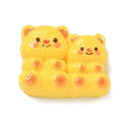 Золотистый Кабошоны из смолы, двойной медведь, золотые, 20.5x25.5x9 мм