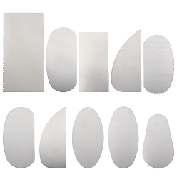 Нержавеющая Сталь Цвет 10шт 10 скребки из нержавеющей стали, резак по глине, для изготовления поделок из глины, цвет нержавеющей стали, 8.55~14x4.8~6.95x0.03 см, 1 шт / стиль