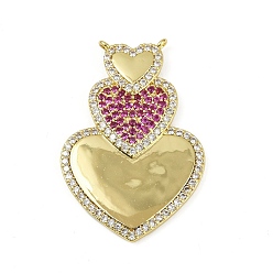 Настоящее золото 18K Латунные микро проложить кубического циркония подвески, сердце, долговечный, без кадмия и без свинца, стойки покрытие, реальный 18 k позолоченный, 36x25x3.5 мм, отверстие : 1 мм