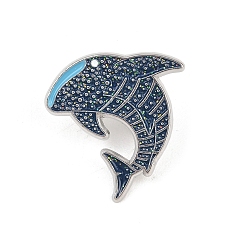 Whale Эмалевые значки на морскую тематику, булавки для лацканов из сплава для одежды рюкзака, платина, берлинская лазурь, кит, 27x26 мм