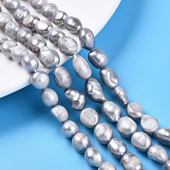 Белый Дым Нити из натурального культивированного пресноводного жемчуга, двух сторон полированной, окрашенные, серый, 7.5~11.5x7.5~9x5~8 мм, отверстие : 0.5 мм, около 18~20 шт / нитка, 6.69~7.09'' (17~19 см)