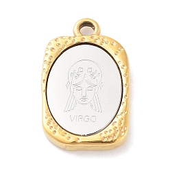 Vierge Pendentifs en acier inoxydable, rectangle avec breloque douze constellations, or et acier inoxydable Couleur, virgo, 304mm, Trou: 23x14.5x3mm