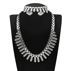 Сердце Комплекты из цепочек из сплава, серег-гвоздиков и браслетов, платина, сердце, 430мм и 192мм и 20x15мм