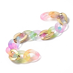 Colorful Handmade Spray Painted Acrylic Curb Chain, with CCB Plastic Links, for Jewelry Making, Twisted, Oval, Colorful, Links: 23x17x4.5mm and 22.5x16x4.5mm, 39.37 inch(1m)/Strand
