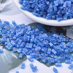 (HTL149FR) Matte Transparent Capri Blue AB MIYUKI Half TILA Beads, Japanese Seed Beads, 2 Hole, (HTL149FR) Matte Transparent Capri Blue AB, 5x2.3x1.9mm, Hole: 0.8mm, about 12500pcs/500g