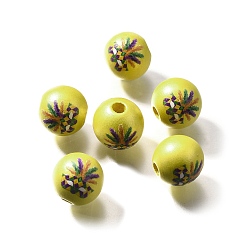 Other Plants Печатное натуральное дерево, жемчужные, карнавальная серия, 15.5x14.5 мм, отверстие : 4.5 мм