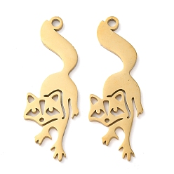 Золотой 304 подвески из нержавеющей стали, лиса прелести, золотые, 41x19.5x1.5 мм, отверстие : 2 мм