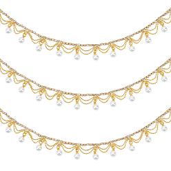 Золотой 1 цепочки для чашек из латуни со стразами, цепочки с кисточками из страз, для изготовления костюмов, с имитацией жемчуга, золотые, 22 мм