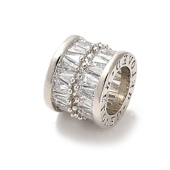 Платина Стойки обшивки латунь микро проложить кубического циркония бусы, долговечный, без свинца и без кадмия, колонка, платина, 13x10 мм, отверстие : 8.2 мм