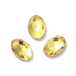 Цитрин Стеклянные стразы кабошоны, точка назад и задняя пластина, граненые, овальные, цитрин, 8x5.5x2.5 мм