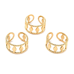 Золотой Ионное покрытие (ip) 304 перстни из нержавеющей стали, манжеты кольца, долговечный, ромб, золотые, размер США 7 1/4 (17.5 мм), 10 мм