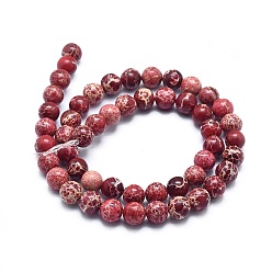 Pale Violet Red Natural Imperial Jasper Beads Strands, Dyed, Round, Pale Violet Red, 8mm, Hole: 1mm, about 49pcs/strand, 15.7 inch