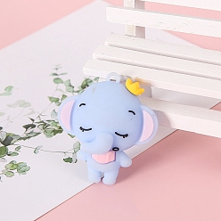 Светло-Голубой Пластиковые подвески из пвх, слон, Небесно-голубой, 50x45 мм