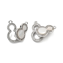 Платина Латунные микрофибриллы и застежки-ракушки с откидной крышкой, без кадмия, без никеля и без свинца, Горлянка, платина, 17x10x2 мм, отверстие : 1 мм