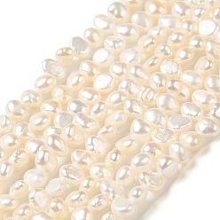 PapayaWhip Natural Cultured Freshwater Pearl Beads Strands, Two Sides Polished, Grade 6A, PapayaWhip, 3.5~4x4~5x2.5~3mm, Hole: 0.5mm, about 91pcs/strand, 14.17~14.33 inch(36~36.4cm)