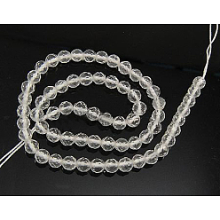 Quartz Crystal Gemstone Beads Strands, Quartz Crystal, Faceted(128 Facets), Round, Synthetic Crystal, 4mm, Hole: 0.8mm, about 100pcs/strand, 15.5 inch