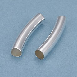 Посеребрённый Бисера латунной трубки, долговечный, изогнутые бусины, трубка, 925 серебро покрытием, 30x7 мм, отверстие : 6 мм