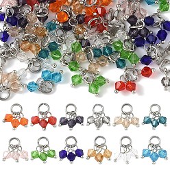(52) Непрозрачная лаванда 48 шт. 12 цвета имитируют австрийские хрустальные биконические стеклянные подвески, с 304 кольцами из нержавеющей стали, граненые, разноцветные, 14 мм, 4 шт / цвет